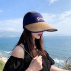 Lettering Embroidered Straw Bucket Hat