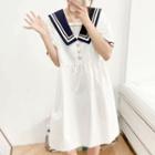 Short-sleeve Sailor Collar A- Line Dress