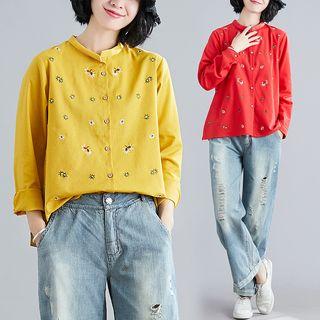 Embroidered Stand-collar Shirt