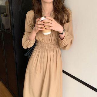 V-neck Puff Sleeve Frill Dress