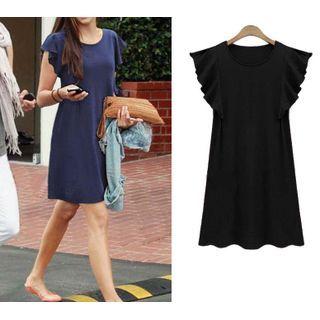 Cap-sleeve Frill Trim Shift Dress