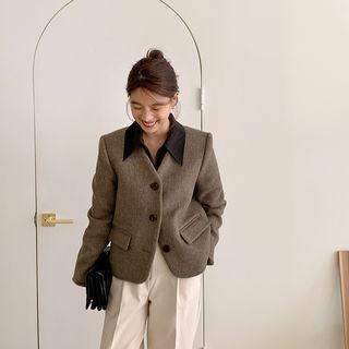 Single-breasted Lapelless Blazer