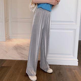 Elastic Waist Ribbed Pants