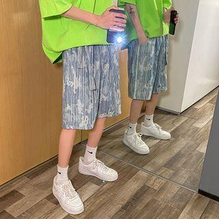 Pinstripe Wide Leg Denim Shorts
