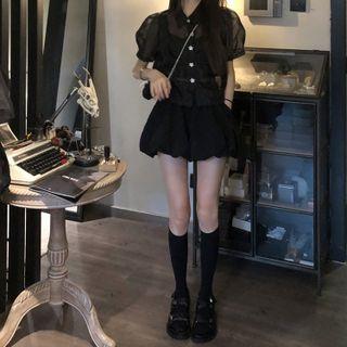 Puff-sleeve Shirt / Camisole Top / Puff Shorts