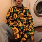 Sunflower Print Shirt As Shown In Figure - One Size