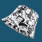 Face Print Bucket Hat White & Black - One Size