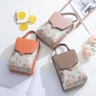 Floral Panel Faux Leather Crossbody Bag