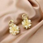 Flower Drop Stud Earrings Gold - One Size