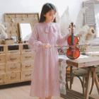 Long-sleeve Bow-neck Midi Dress