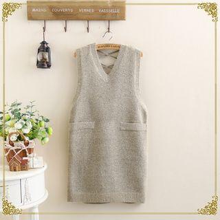 Cross Strap Back Long Knit Vest