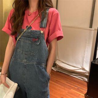 Short-sleeve Printed T-shirt / Harem Denim Jumper Pants