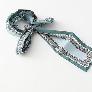 Printed Hair Tie 1 Pc - Green & Blue - One Size