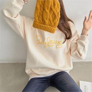 Frill-neck Lettering Sweatshirt