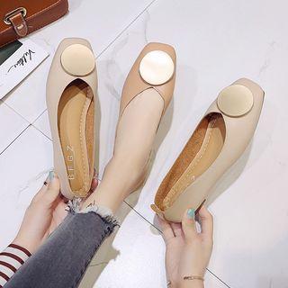 Metal Accent Square Toe Flats