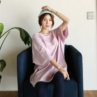 Cutout-neck Oversized T-shirt