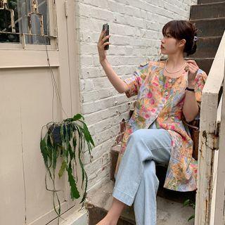 Button-up Print Dress Pink - One Size