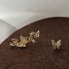 Non-matching Rhinestone Butterfly Stud Earring 1 Pair - Silver Needle - Non-matching Earrings - One Size