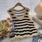 Two-tone Striped Knit Vest