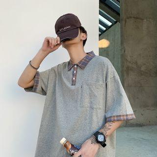 Polo Collar Elbow-sleeve T-shirt