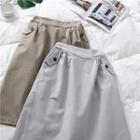 High Waist A-line Skirt Light Gray - One Size
