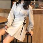 Lace-up Side Hooded Pullover Dress