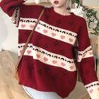 Jacquard Striped Sweater Red - One Size