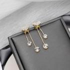 Heart Rhinestone Fringed Earring E1722-5 - 1 Pair - Gold - One Size