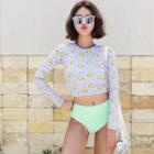 Print Long-sleeve 2-piece Swimsuit