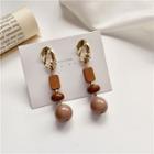 Wood & Resin Dangle Earring 1 Pair - Earrings - Gold - One Size