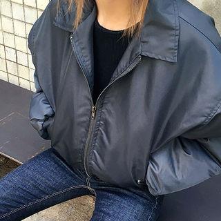 Embroidered-back Padded Zip Jacket