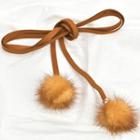 Fluffy Pompom Faux Leather Cord Belt