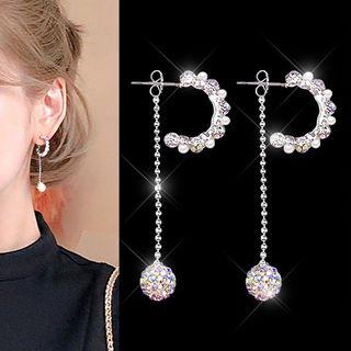 Rhinestone Ball Drop Earring As Shown In Figure - One Size