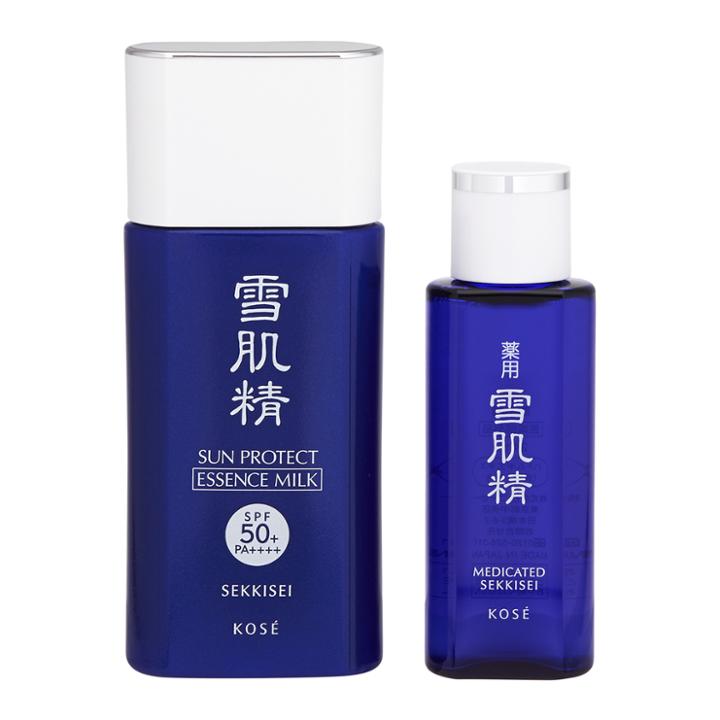 Kose - Sekkisei Sun Protect Essence Milk Set: Essence Milk Spf 50+ Pa++++ 55ml + Lotion 24ml  2 Pcs