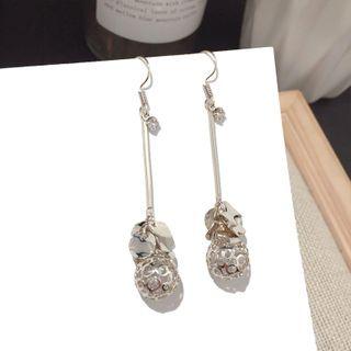 Rhinestone Ball Dangle Earring 1 Pair - Steel Pin - Matte Gold - One Size