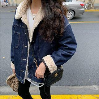 Plain Single-breasted Loose-fit Long-sleeve Denim Jumper Jacket