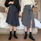 Slit Hem Midi A-line Skirt