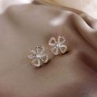 Rhinestone Clover Earring 1 Pair - Gold - One Size