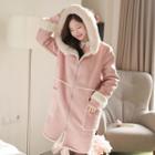 Hooded Zip-up Faux-shearling Coat
