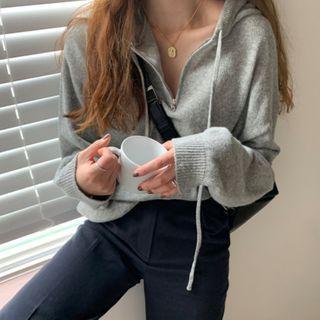 Half-zip Hooded Sweater Gray - One Size