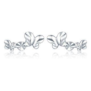 14k White Gold Diamond-cut Butterfly Earrings