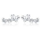 14k White Gold Diamond-cut Butterfly Earrings