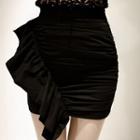 Ruffle-trim Shirred Mini Skirt