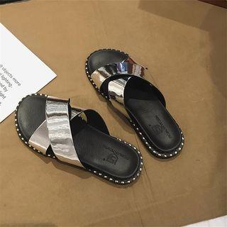 Crossover Band Studded Slippers