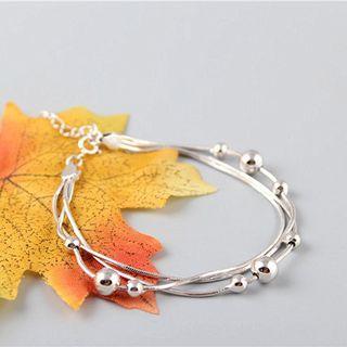Sterling Silver Beaded Layered Bracelet 1pc - Silver - One Size