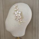 Faux Pearl Flower Hair Comb White - One Size