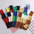 Sleeveless Color Block Knit Crop Top