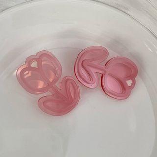 Flower Acrylic Earring 1 Pair - Pink & Red - One Size