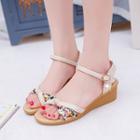 Wedge-heel Floral Strap Sandals