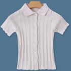 Short-sleeve Collared Knit Top A-10-2-5 - Mauve - One Size